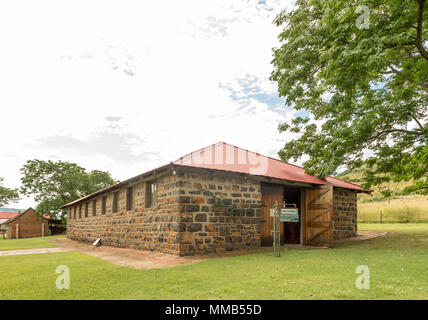 DUNDEE, SÜDAFRIKA - 21. MÄRZ 2018: Die milkshed, ein historisches Gebäude an der Talana Museum, dem Ort der ersten Schlacht des Anglo Boer Krieg auf Stockfoto