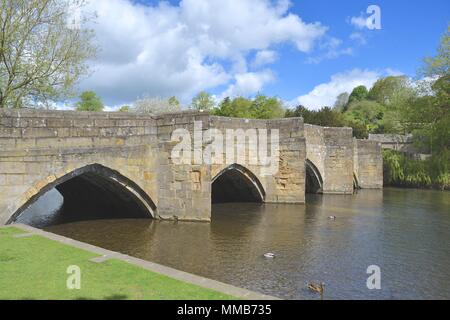 Die Brücke über den Fluss Wye in Bakewell, Derbyshire Stockfoto