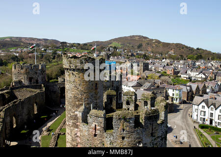 A view from the top of Conwy Castle, Wales Stockfoto
