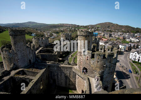 A view from the top of Conwy Castle, Wales Stockfoto