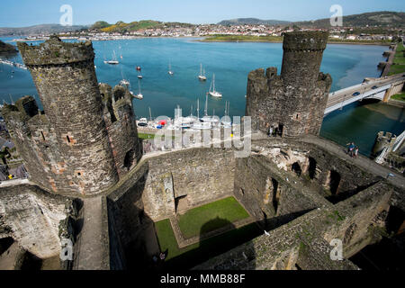 A view from the top of Conwy Castle, Wales Stockfoto