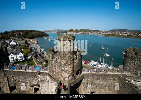 A view from the top of Conwy Castle, Wales Stockfoto
