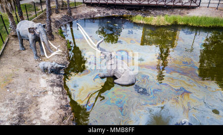 Mammuts in tar Anzeige eingeschlossen, La Brea Tar Pits, Los Angeles, Kalifornien Stockfoto