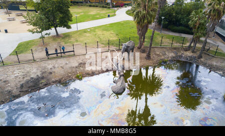 Mammuts in tar Anzeige eingeschlossen, La Brea Tar Pits, Los Angeles, Kalifornien Stockfoto