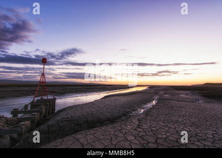 Untere Heswall Bootswerft und helling - wirral England UK Sonnenuntergang Stockfoto