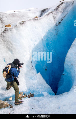 Touristen Fotos, Hielo Y Aventura Big Ice Tour, Perito Moreno Gletscher, Glaciar Perito Moreno, Argentinien Stockfoto