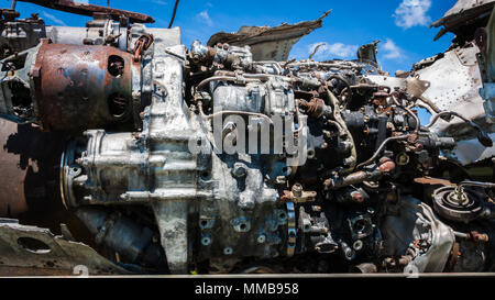 Alte Abgestuerztes Flugzeug Trümmer Motor Stockfoto