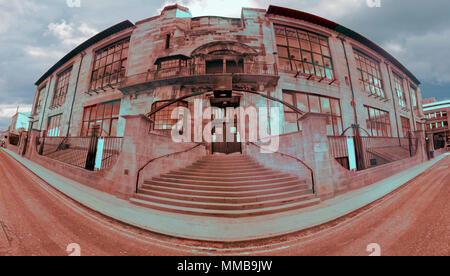 Panoramablick Frosch Perspektive Infrarot fisheye Schuß infra rot der Glasgow School of Art, Renfrew Street, Glasgow, Großbritannien Stockfoto