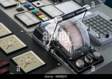 Telagraph auf Platine bei Schiffen, die für die Control Room Stockfoto