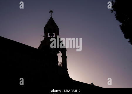 Kirche und Statuen in den Straßen von Bethlehem Stockfoto