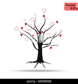 Vektor Herz Baum und Herzen Gießkanne auf weißem Hintergrund Stock Vektor