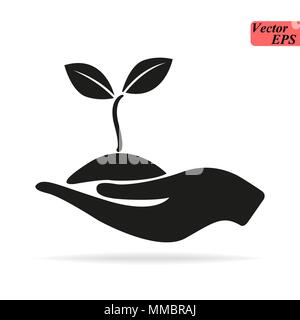 Blätter auf Symbol Hand in trendigen Flat Style auf weißem Hintergrund. Symbol für Ihre Web site Design, Logo, App, UI. Vector Illustration, EPS 10. Stock Vektor
