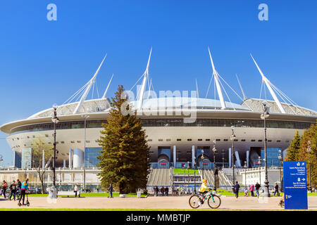 St. Petersburg, Russland - 9. Mai 2018: 21 FIFA WM 2018. Stadion St. Petersburg. Zenit Arena Fußballstadion auf Krestovsky eröffnet 2017 FIF Stockfoto