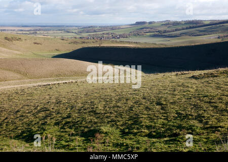 Crowhole unten in Lambourn Downs, Oxfordshire, England, Großbritannien Stockfoto