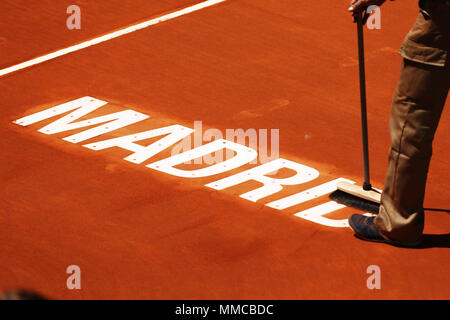 Madrid, Spanien. 10. Mai, 2018. Detail der Manolo Santana Gericht dritte Runde am Tag sechs der Mutua Madrid Open Tennisturnier auf dem Caja Magica. Credit: SOPA Images Limited/Alamy leben Nachrichten Stockfoto