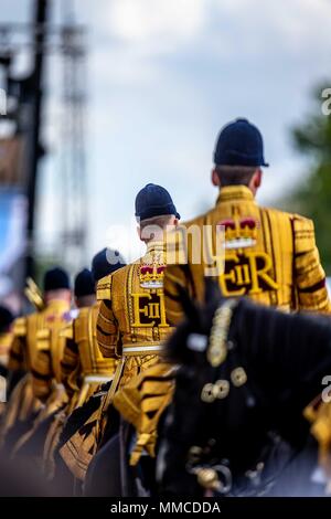 Windsor, Großbritannien. 10. Mai 2018. Tag 2. Royal Windsor Horse Show. Windsor. Berkshire. UK. Band der Household Cavalry. 10.05.2018. Credit: Sport in Bildern/Alamy leben Nachrichten Stockfoto