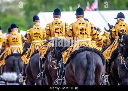 Windsor, Großbritannien. 10. Mai 2018. Tag 2. Royal Windsor Horse Show. Windsor. Berkshire. UK. Band der Household Cavalry. 10.05.2018. Credit: Sport in Bildern/Alamy leben Nachrichten Stockfoto