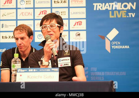 2018/05/10 Yokohama, Pressekonferenz der ITU World Triathlon Yokohama im Monterey Hotel. Keiichi Sato Jpn (Fotos von Michael Steinebach/LBA) Stockfoto
