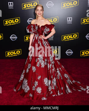 Los Angeles, USA. 10. Mai, 2018. Emilia Clarke019 besucht die Premiere von Disney Pictures und Lucasfilm's 'Solo: ein Star Wars Story' am 10. Mai in Hollywood, Kalifornien 2018. Credit: Tsuni/USA/Alamy leben Nachrichten Stockfoto