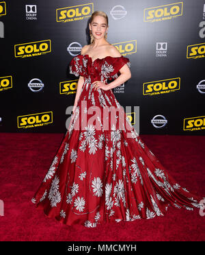 Los Angeles, USA. 10. Mai, 2018. Emilia Clarke 018 besucht die Premiere von Disney Pictures und Lucasfilm's 'Solo: ein Star Wars Story' am 10. Mai in Hollywood, Kalifornien 2018. Credit: Tsuni/USA/Alamy leben Nachrichten Stockfoto