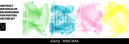 Satz von Aquarell Hand gezeichnet Universal Cards. Design für Flyer, Plakat, Poster, Plakat, Einladung, Broschüre. Künstlerisch kreative Vorlage. Abstrakte moderne Sty Stock Vektor
