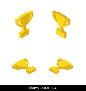Trophy Cups Awards Icon Set Isometrische Ansicht Symbol des Erfolges Sport Wettbewerb. Vector Illustration des Golden Cup Award Stock Vektor