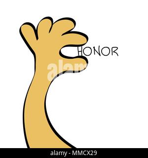 Hand Geste. Finger zeigen kleine Inschrift zu ehren. Symbol klein oder fehlen die menschliche Ehre. Vector Illustration EPS Stock Vektor