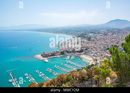 Panoramablick von Castellammare del Golfo, Sizilien, Italien Stockfoto