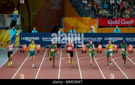 Männer 100m-T 38 Final-Commonwealth Spiele 2018 Stockfoto