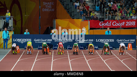 Männer 100m-T 38 Final-Commonwealth Spiele 2018 Stockfoto