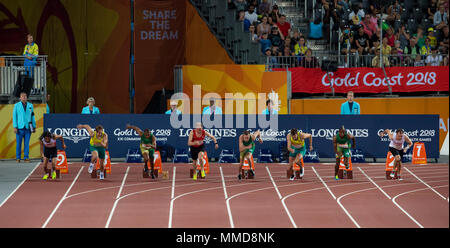 Männer 100m-T 38 Final-Commonwealth Spiele 2018 Stockfoto