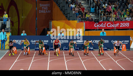 Männer 100m-T 38 Final-Commonwealth Spiele 2018 Stockfoto