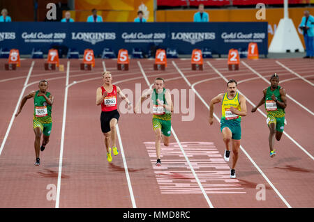 Männer 100m-T 38 Final-Commonwealth Spiele 2018 Stockfoto