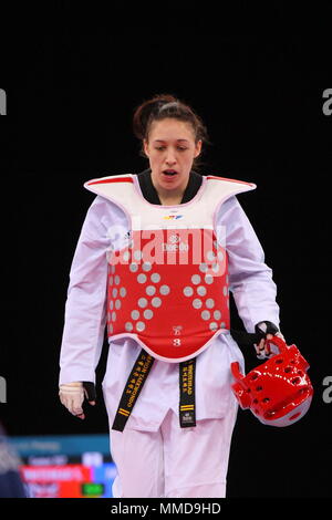 Stella Whitehead Großbritannien vs Sae Bom Ein von Korea konkurrieren in + 67-kg-Klasse der Frauen während der Olympischen Spiele 2012 in London bereitet Test Event am ExCel Arena, London, 4. Dezember 2011 Stockfoto