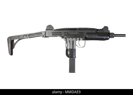 UZI Maschinenpistole isoliert auf weißem Stockfoto