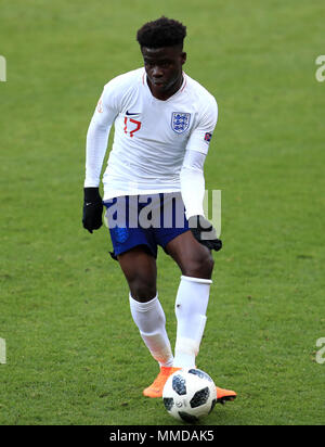 Der englische Bukayo Saka während der UEFA-U17-Europameisterschaft, Gruppe-A-Spiel im AESSEAL New York Stadium, Rotherham. DRÜCKEN SIE VERBANDSFOTO. Bilddatum: Donnerstag, 10. Mai 2018. Siehe PA Story Soccer England U17. Bildnachweis sollte lauten: Mike Egerton/PA Wire. EINSCHRÄNKUNGEN: Nur für redaktionelle Zwecke. Keine kommerzielle Nutzung. Stockfoto