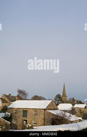 Masham im Schnee. 2018 Stockfoto