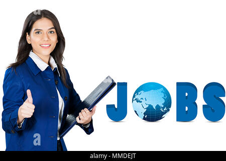 Nahaufnahme einer Business Mitarbeiterin Zeigefinger deutete angezeigt Stockfoto