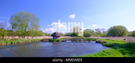 Aal Traps auf dem Fluss Test an der Hase in der Nähe von Longstock, Hampshire, Großbritannien Stockfoto