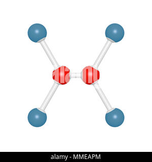 Molekülmodell von sechs Atome, 3D-gerenderte Objekt für Bildung und Schule Typografie, können als Teil der Moleküle Schriftart verwendet werden. Stockfoto