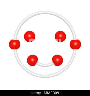 Molekülstruktur wie Happy emoji Emoticon für Schrift auf weißem Hintergrund, gerenderten 3D-Symbol für Bildung und Schule Typografie Stockfoto
