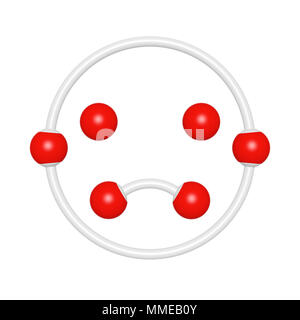 Molekülstruktur wie traurig emoji Emoticon für Schrift auf weißem Hintergrund, gerenderten 3D-Symbol für Bildung und Schule Typografie Stockfoto