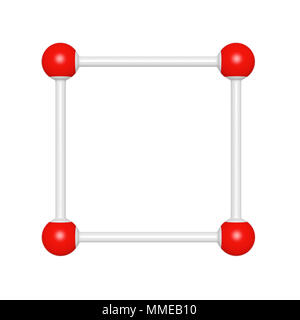 Molekülstruktur wie quadratische Form für Schrift auf weißem Hintergrund, 3D-symbol Bild für Bildung und Schule Typografie gemacht Stockfoto