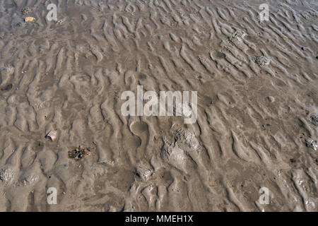 Nasser Sand auf Silver Sands Beach, Dunfermline, Schottland Stockfoto