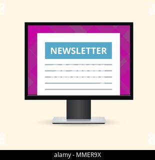 Computer Monitor mit einem Buchstaben Stock Vektor