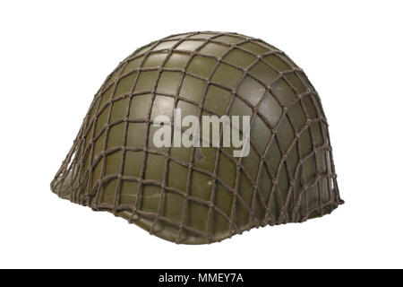 Armee Stahlhelm isoliert auf weißem Stockfoto