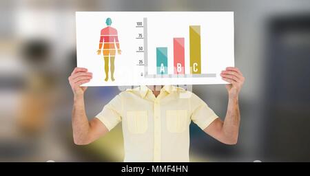 Menschliche Körper Chart und Mann mit Karte Stockfoto