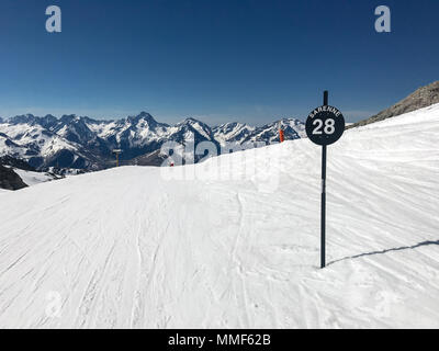 Winter bilder aus dem Skigebiet von Alpe d'Huez - Frankreich Stockfoto