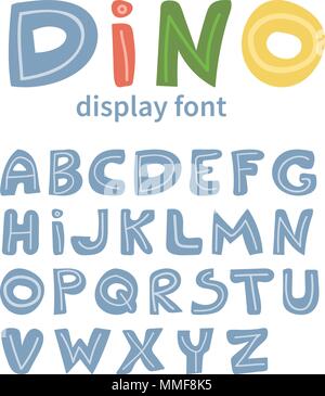 ABC-lateinischen Anzeige Alphabet. Einzigartige Hand gezeichneten Buchstaben im Comic-stil. Baumschule Alphabet Bildung. Stock Vektor