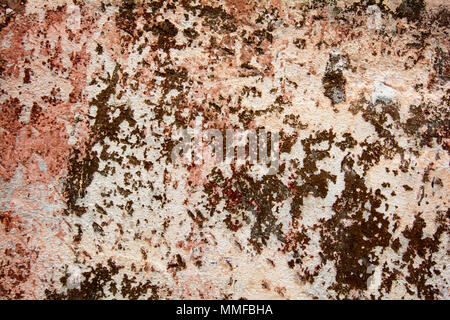 Foto von einem bunten alten zerfallenden Mauer mit abblätternder Farbe und Stuck. Toll für ein Hintergrundbild oder eine Textur. Stockfoto